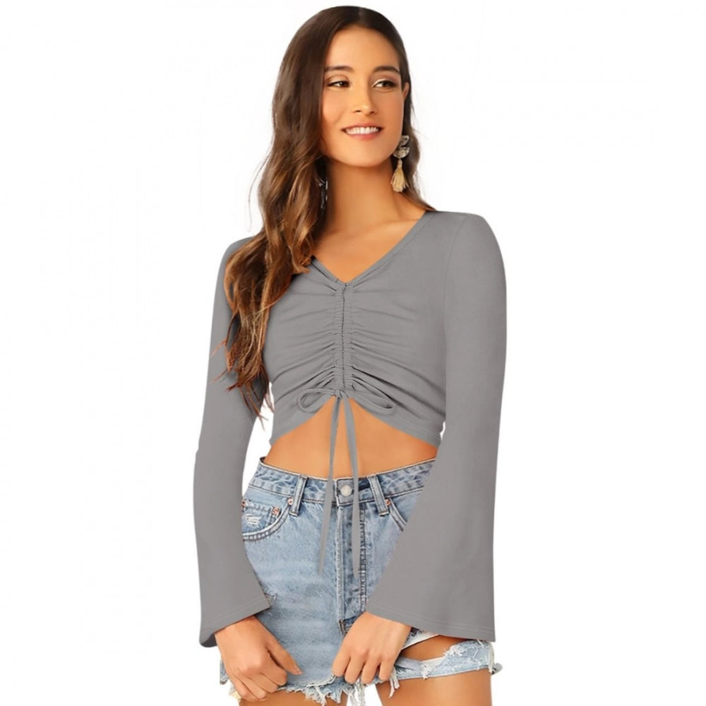 Generic Women's 95% Polyester 5% Spandex Western Wear Tops (Grey)