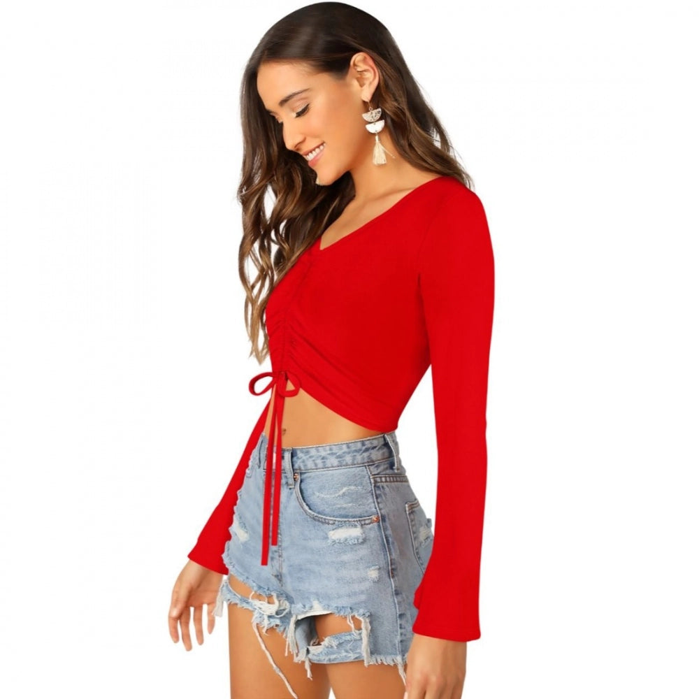 Generic Women's 95% Polyester 5% Spandex Western Wear Tops (Red)