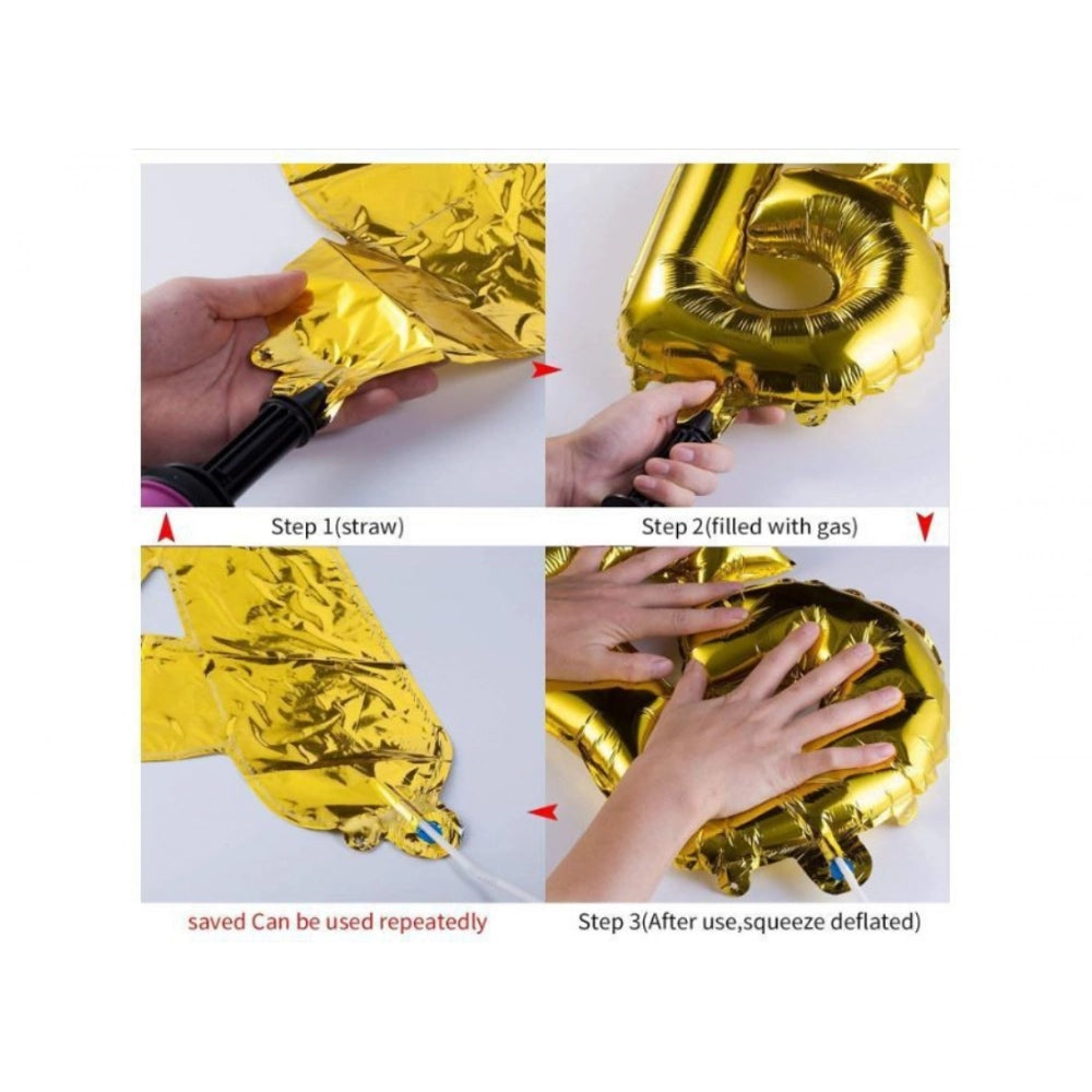 Generic Red And Golden Happy Anniversary Decorations Set Of Metallic Balloons (Multicolor)