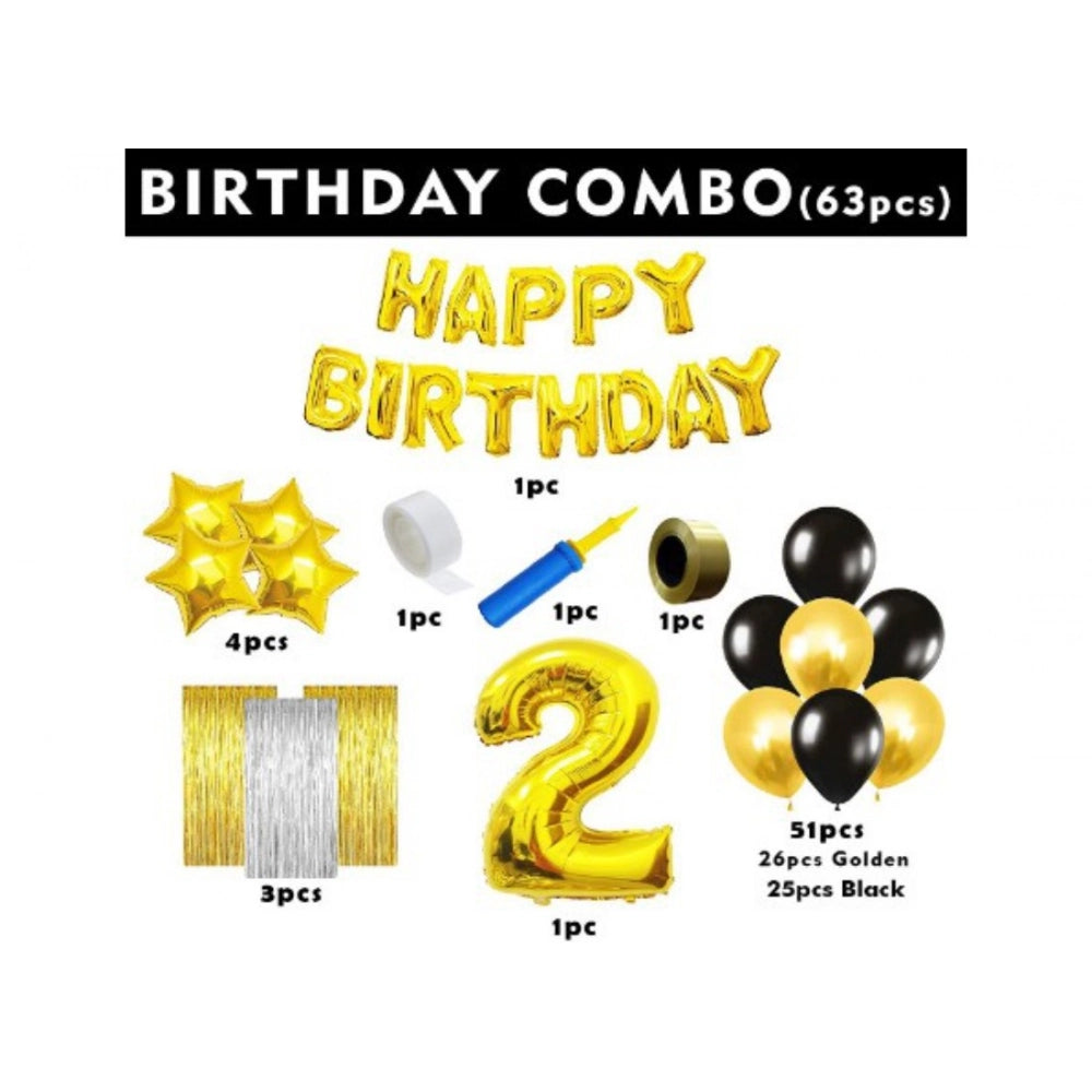 Generic 2Nd Birthday Golden Theme Decoration Items (Multicolor)