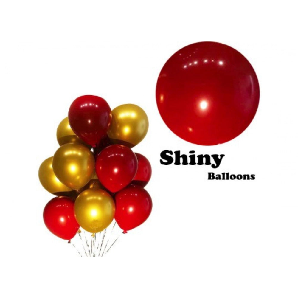Generic Red And Golden Happy Anniversary Decorations Set Of Metallic Balloons (Multicolor)