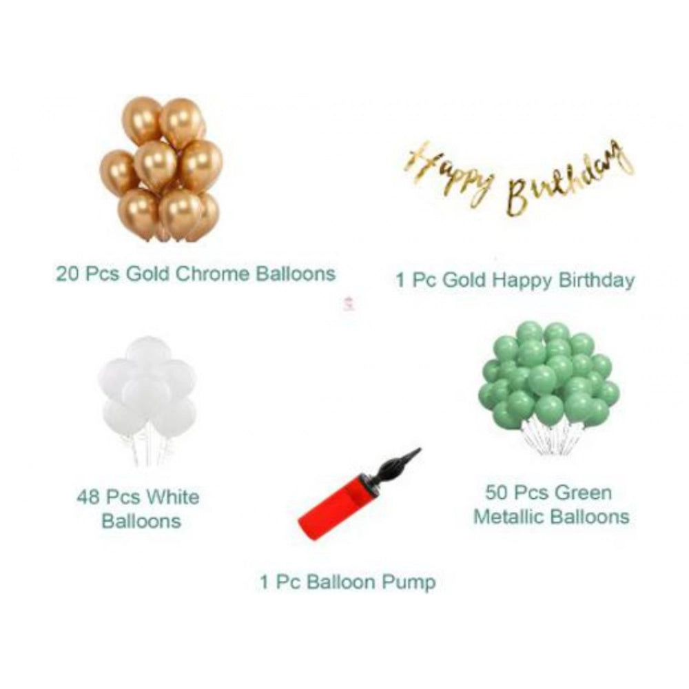 Generic Birthday Decoration Combo Of Gold Birthday Banner, Metallic Balloons, Balloonpump (Multicolor)