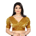 Generic Women's Organza Plain Readymade Blouse (Metalic Gold, Size: Free Size)