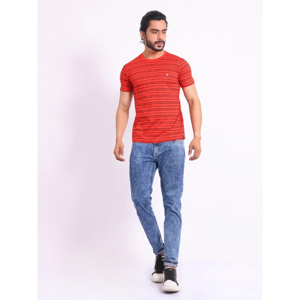 Generic Men's Casual Cotton Printed Round Neck Half Sleeve T-Shirt (Red)