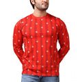 Generic Men's Casual Cotton Printed Round Neck Full Sleeve T-Shirt (Red)