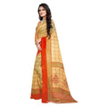 Generic Women's Georgette Printed Saree With Unstitched Blouse 5.5Mtr (Orange)
