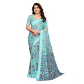 Generic Women's Georgette Printed Saree With Unstitched Blouse 5.5Mtr (Blue)