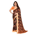 Generic Women's Georgette Printed Saree With Unstitched Blouse 5.5Mtr (Brown)