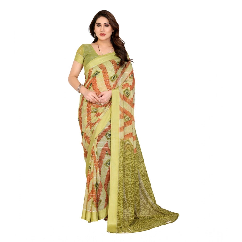 Generic Women's Georgette Printed Saree With Unstitched Blouse 5.5Mtr (Multicolor)