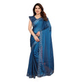 Generic Women's Georgette Printed Saree With Unstitched Blouse 5.5Mtr (Blue)