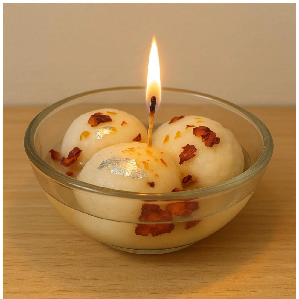 Generic Soya Wax, Glass Rasgulla-Style Glass Bowl Candle