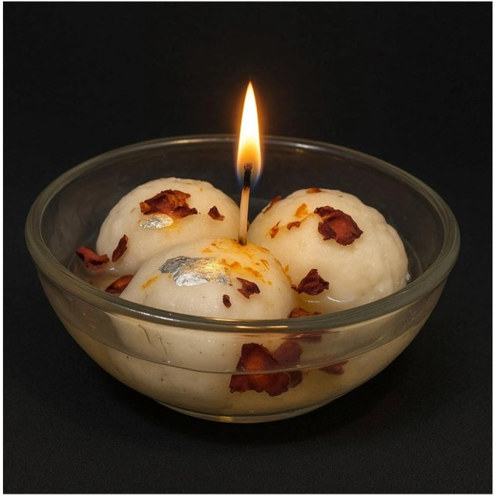 Generic Soya Wax, Glass Rasgulla-Style Glass Bowl Candle