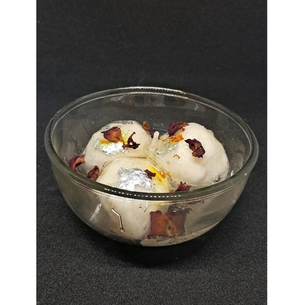 Generic Soya Wax, Glass Rasgulla-Style Glass Bowl Candle
