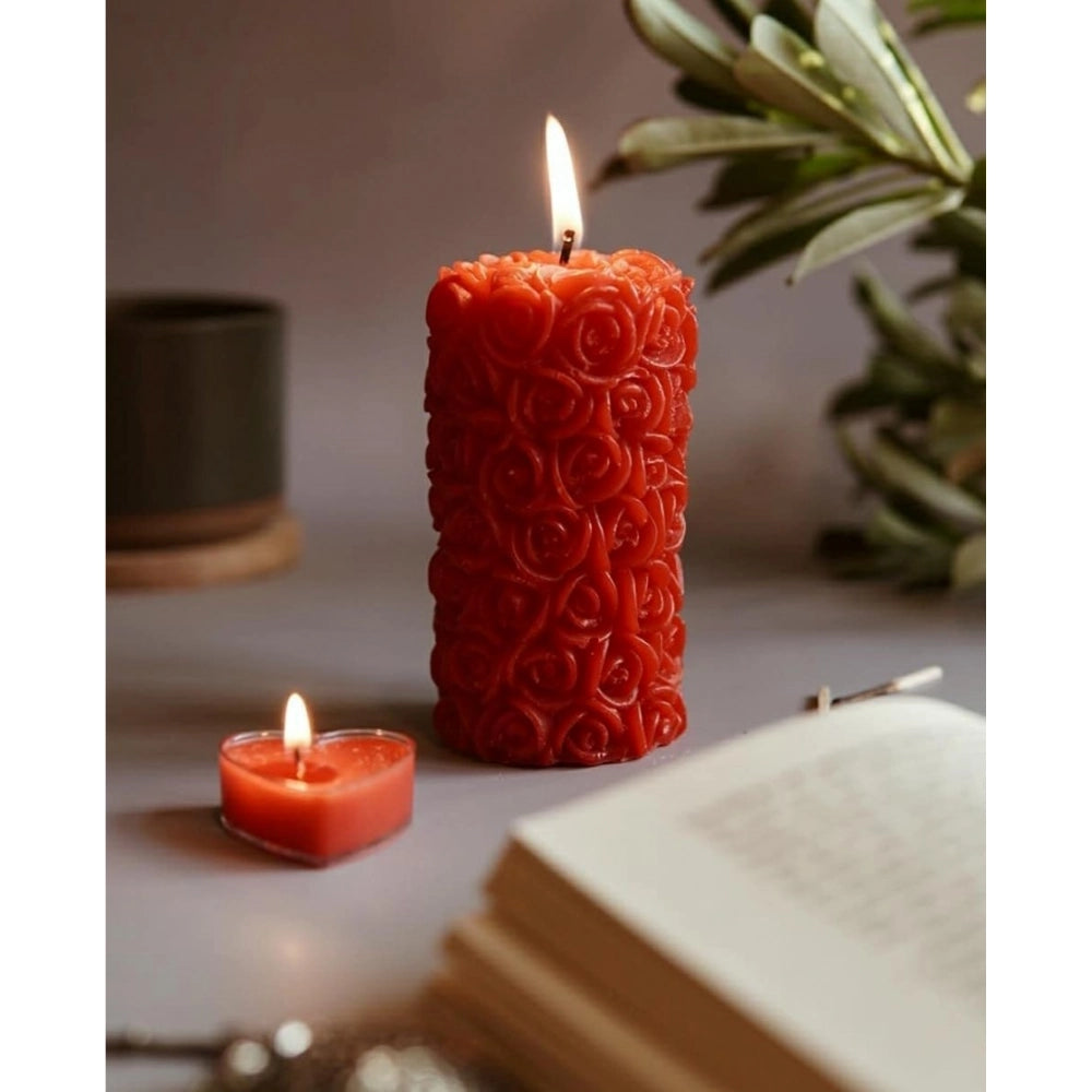 Generic Soya Wax Small Rose Designer Pillar Scented Candle