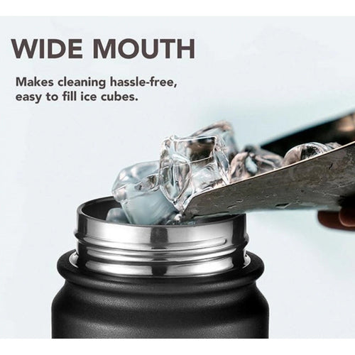 Generic 1000 Ml Double Wall Insulated Stainless Steel Water Bottle With Screw Lid (Black)