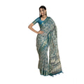 Generic Women's Polyester Printed Saree With Unstitched Blouse 5.5 Mtr (Turquoise)